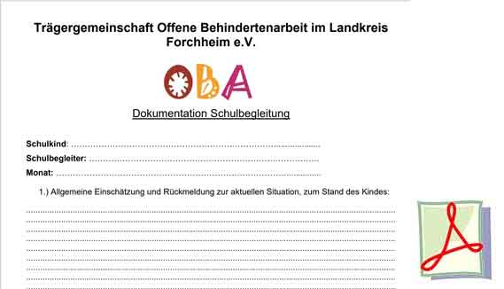 Dokumentationsbogen Schulbegleitung OBA Forchheim
